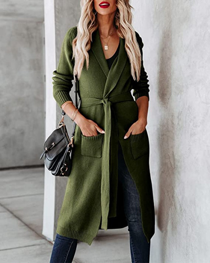 Cardigan enveloppant en tricot épais pour femmes avec poches modernes Chic & Stil