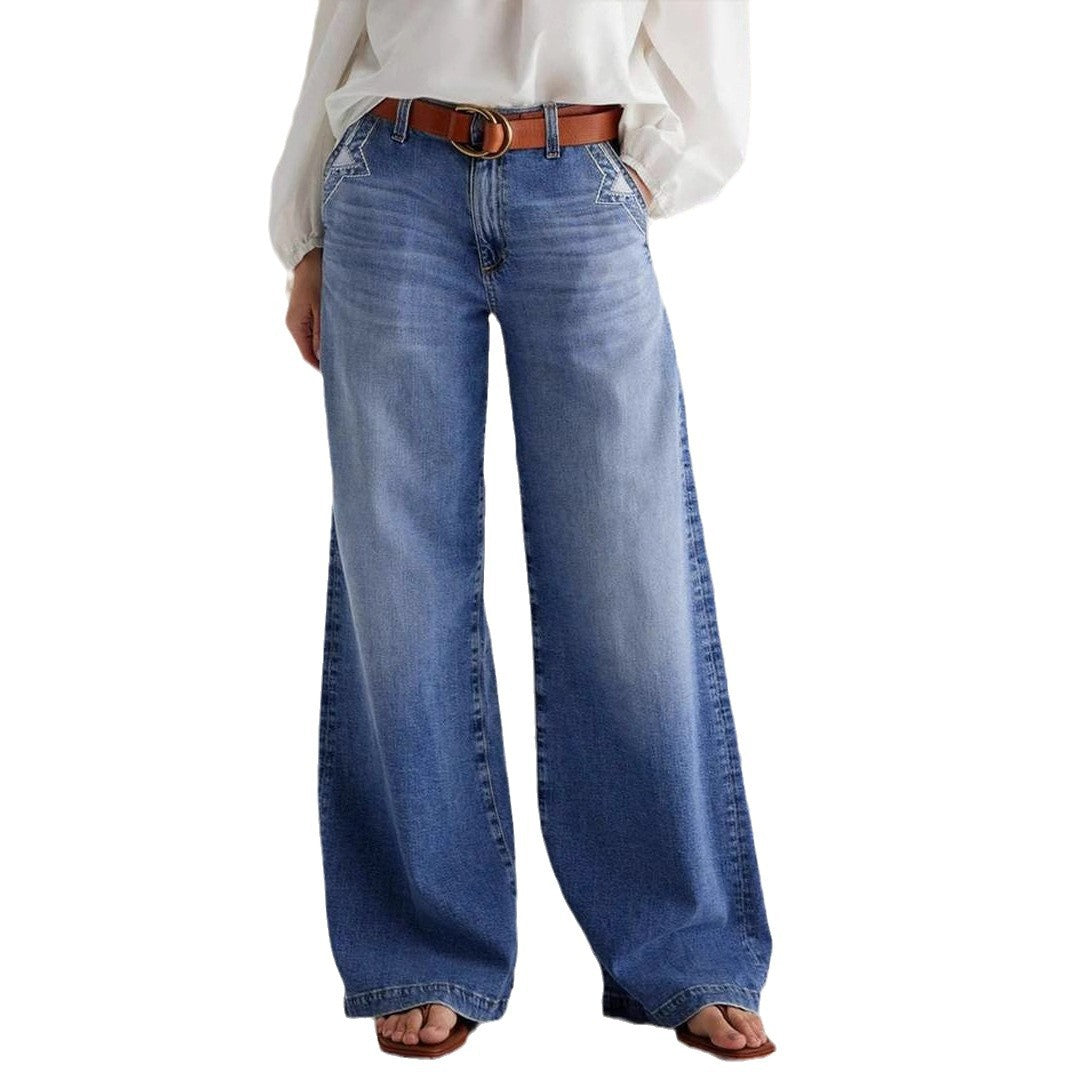 Pantalon en jeans large pour femmes Chic & Stil