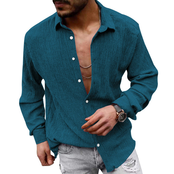 Casual long sleeve shirt for men in textured fabric with a modern look Lune London