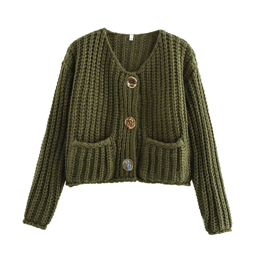 Women timeless cardigan with large buttons and pockets Lune London