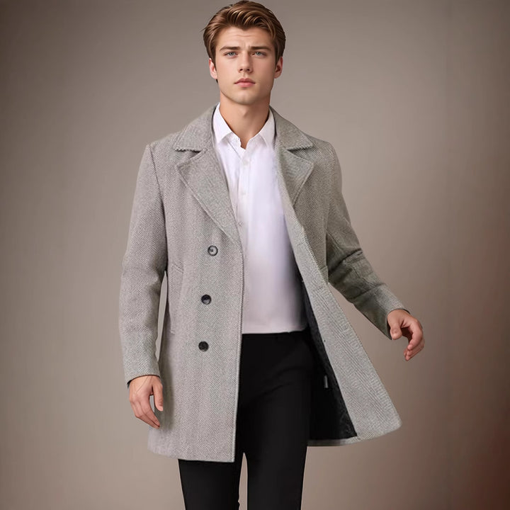 Elegant reversible coat for men with double-breasted buttons and hidden belt Lune London