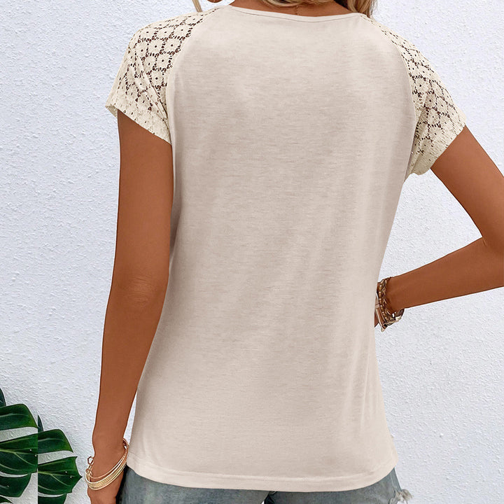 Ladies elegant top with lace and keyhole neckline Lune London