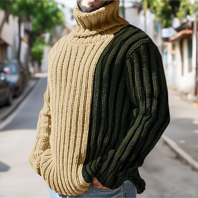 Men's turtleneck sweater with textured ribbed design Lune London