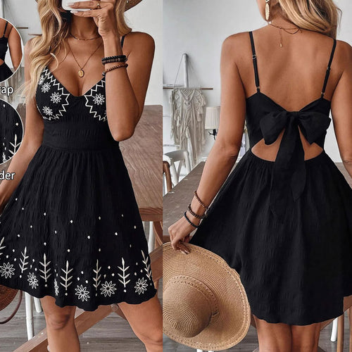 Ladies A-line embroidered summer dress Lune London