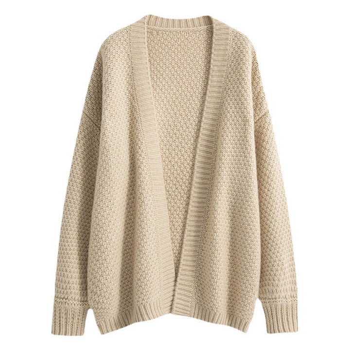 Ladies chunky knit cardigan with a loose fit and long sleeves Lune London