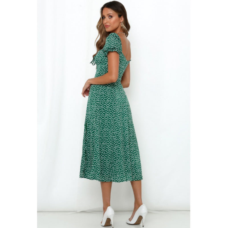 Robe midi femme avec fente latérale et motif floral romantique Chic & Stil