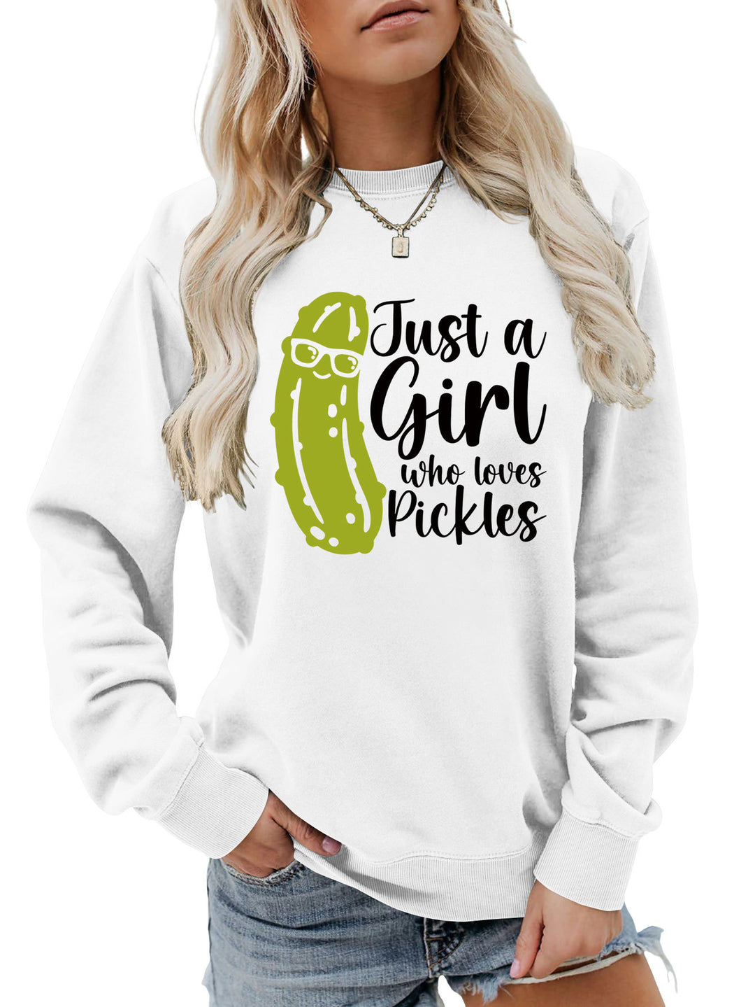 Sweat-shirt pour femmes avec motif de concombre humoristique et coupe décontractée Chic & Stil