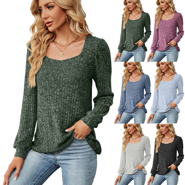 Ladies comfortable knitted sweater in fine textured knit with wide neckline Lune London
