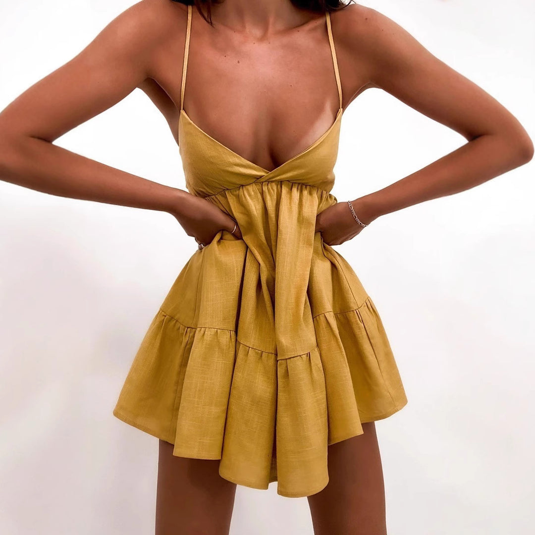 Women's Airy Summer Dress with Ruffle and Straps Lune London