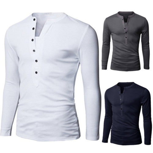 Men's long sleeve shirt with trendy high collar and button detail Lune London