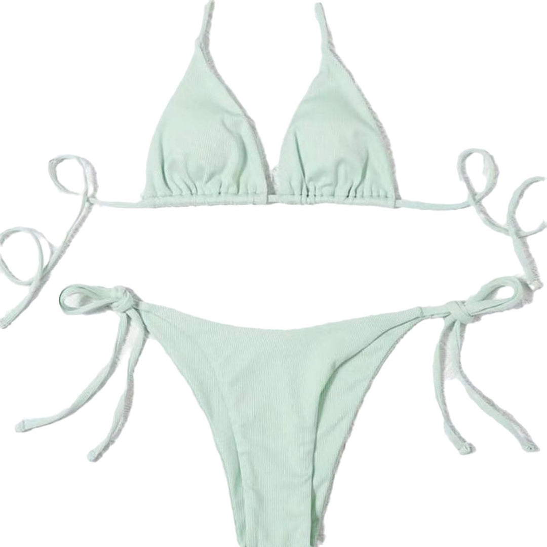 Striped bikini set for women with tie front Lune London