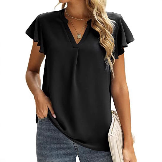Ladies' blouse with gathered details and V-neck Chic und Stil
