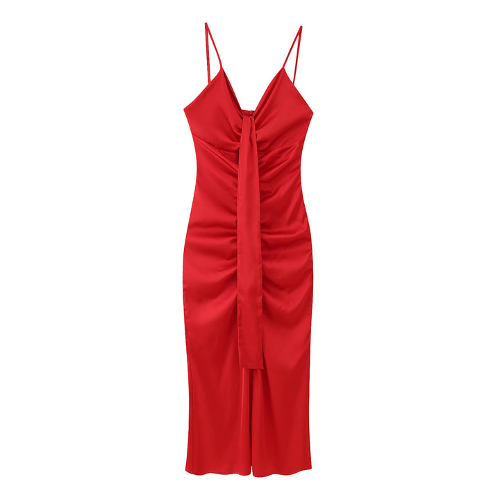 Fitted long dress for women with stylish wrapped design Lune London