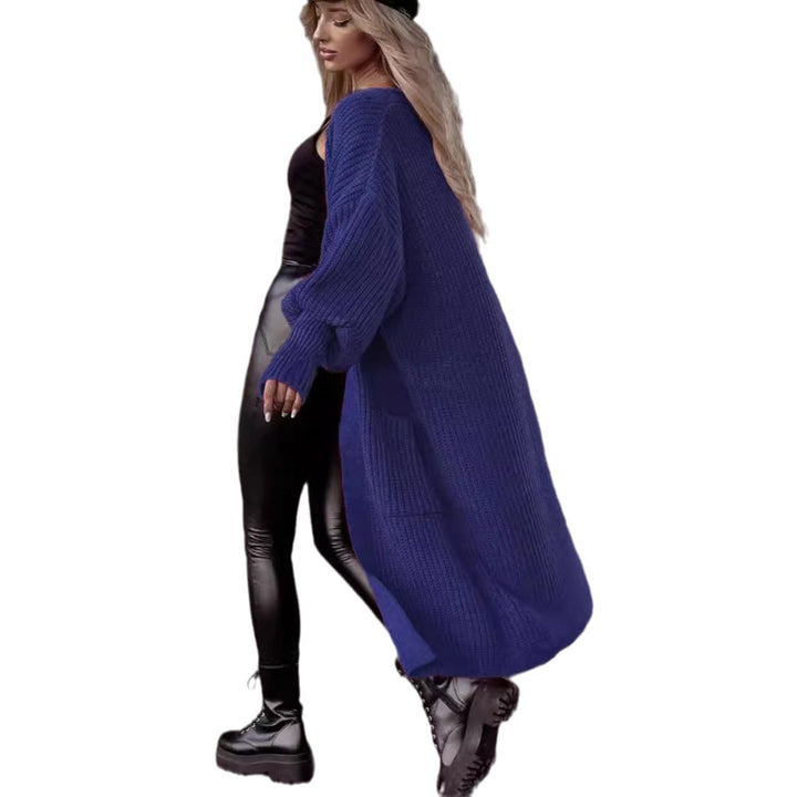 Oversized chunky knit coat for women in a casual style with deep pockets Lune London
