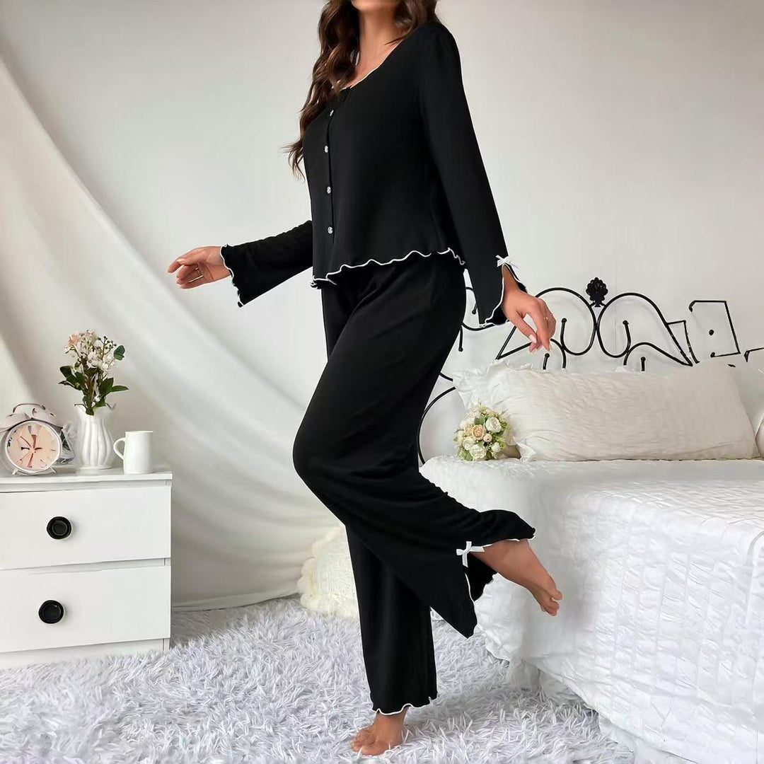 Women's Pajama Set with Elegant Lace Embellishments Lune London