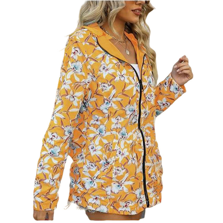 Ladies light transition jacket with floral lining Lune London