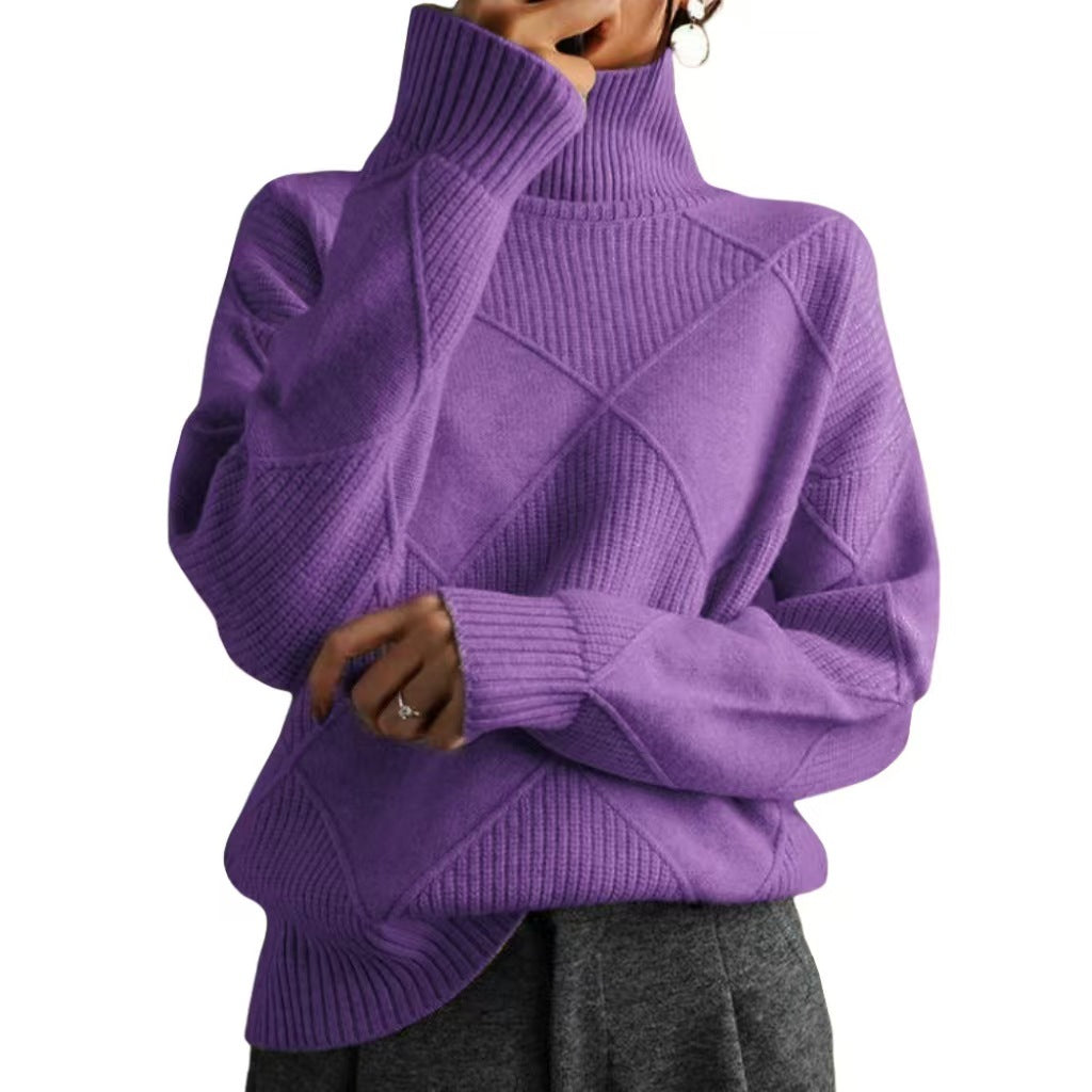 Oversized sweater for women with high collar and structured design Lune London