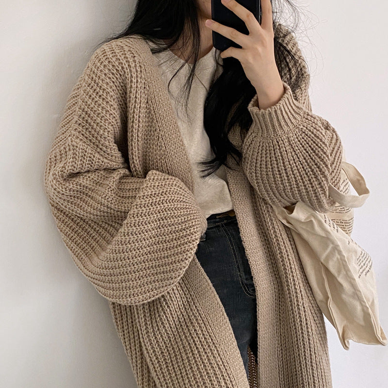 Thick knit cardigan for women with an open cut and comfortable sleeve finishes Lune London