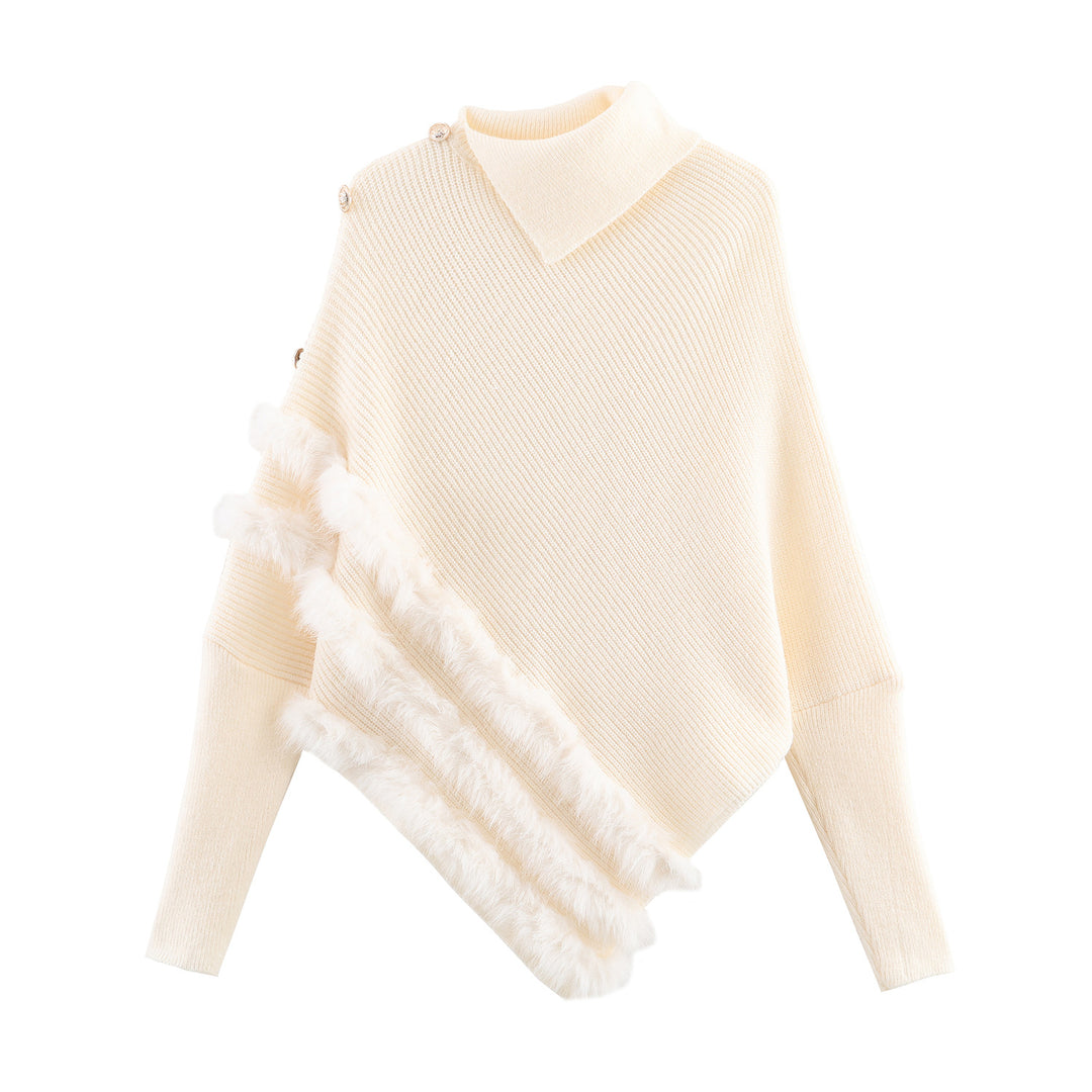Pull en tricot pour femmes avec un mélange de laine fin et une élégante finition en fourrure Lune London