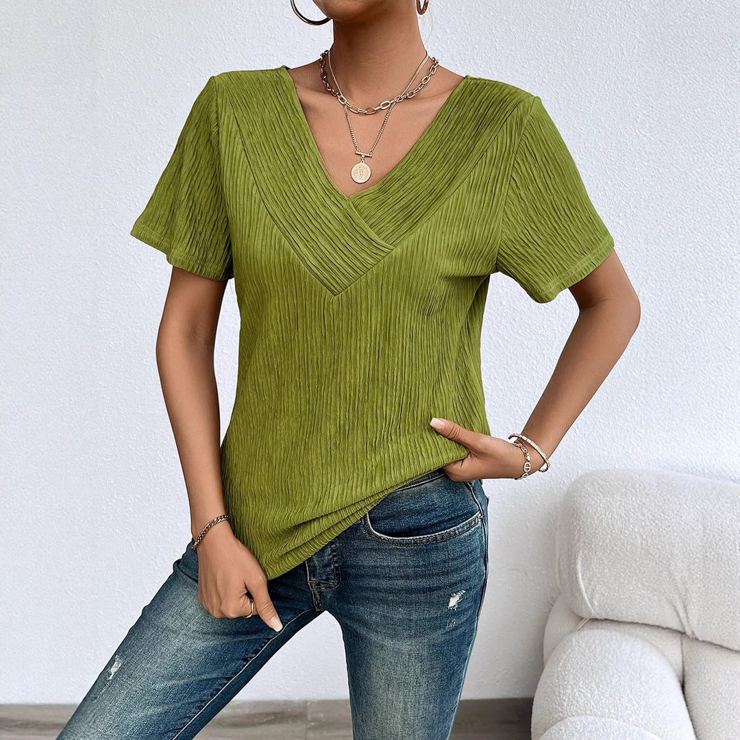 Women's casual V-neck shirt with flowing design and short sleeves Lune London