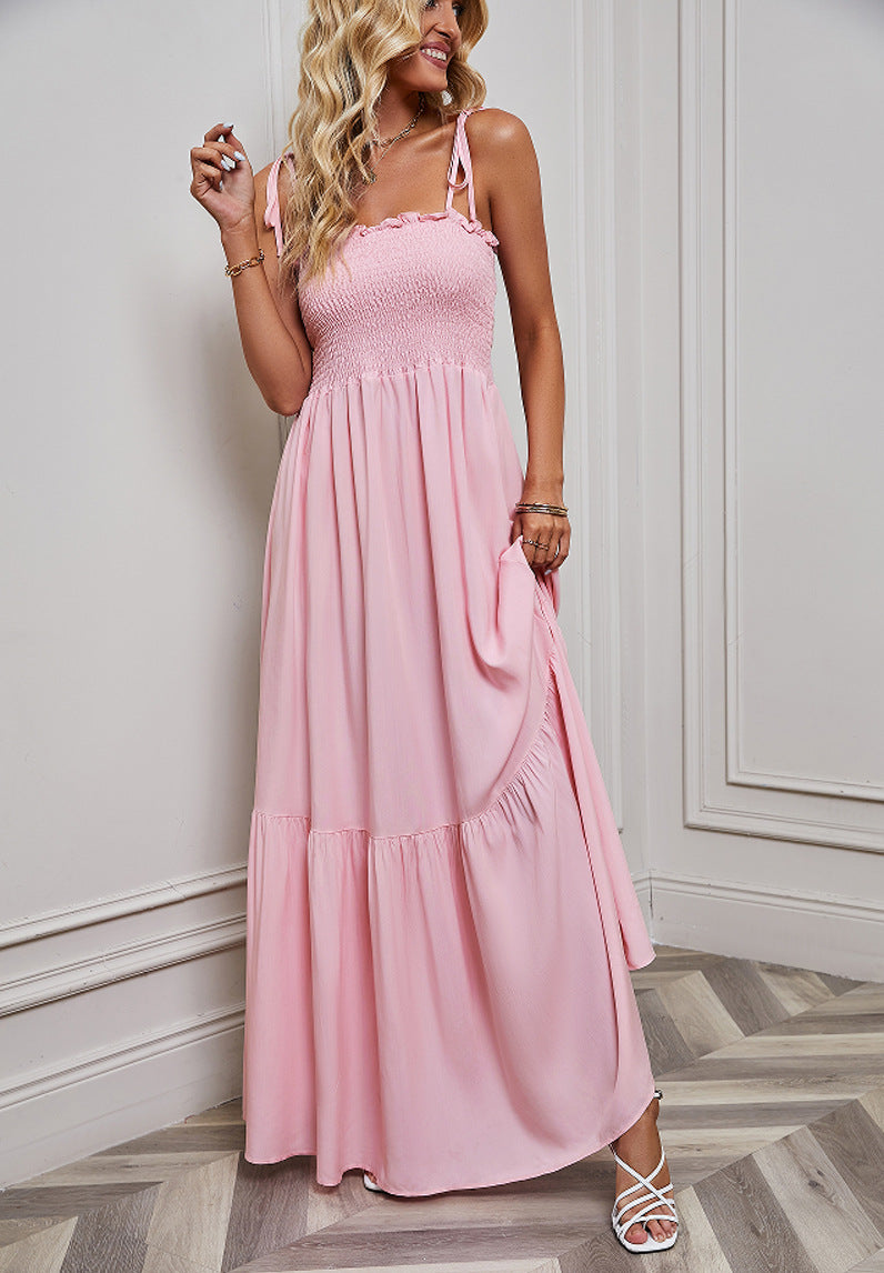 Maxi dress for women with elastic bodice and voluminous skirt Chic & Stil