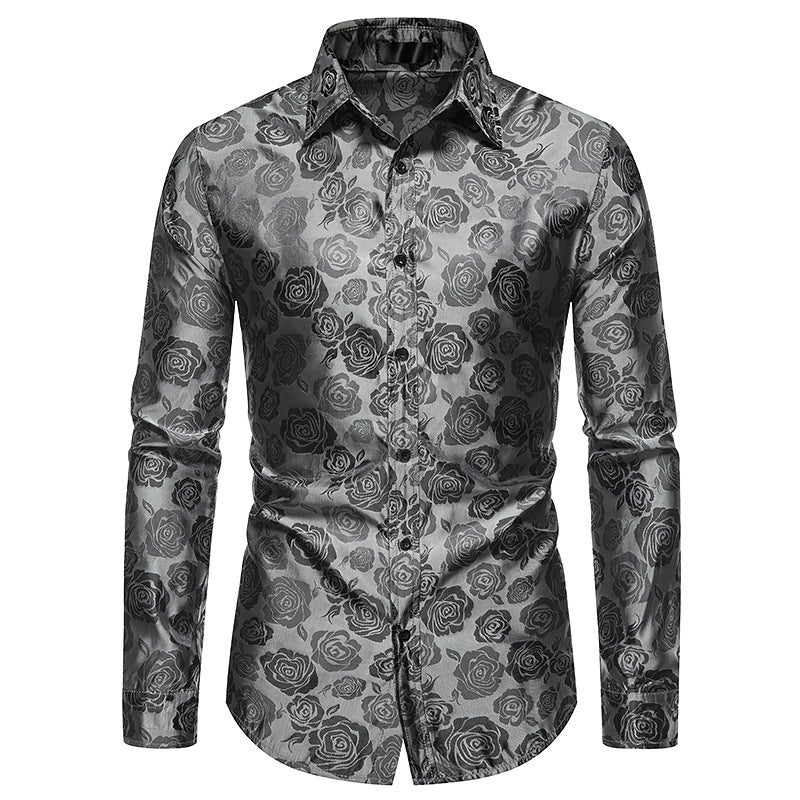 Men's Shirt with Floral Embossing and Elegant Sheen Lune London