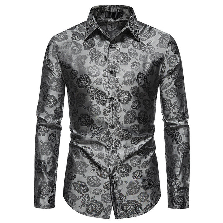 Men's Shirt with Floral Embossing and Elegant Sheen Lune London