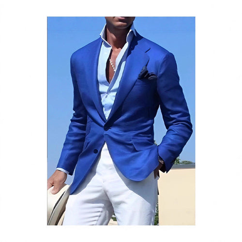 Men's Elegant Linen Blazer with Modern Cut and Textured Fabric Lune London