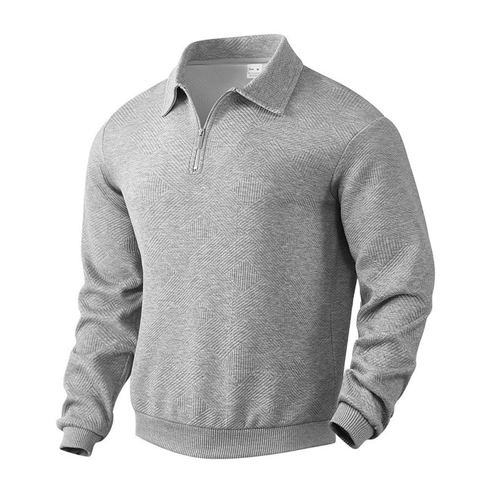 Knitted sweater for men with modern high collar and practical zipper Lune London