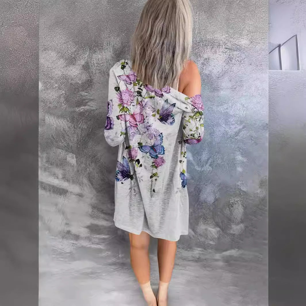 Lune London long blouse jacket for ladies with floral pattern