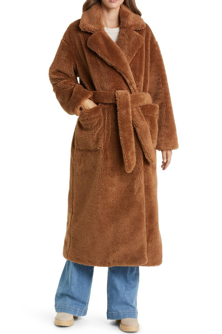 Ladies Long Cozy Robe with Belt and Pockets Lune London