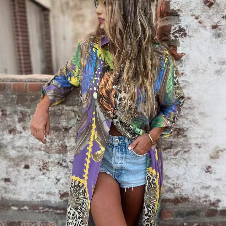 Long sleeve blouse for women with animal print and casual fit Lune London