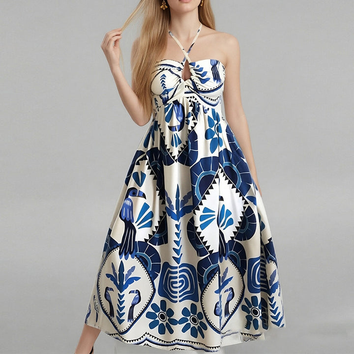 Robe Maxi d'Été Élégante pour Femmes avec Encolure Bandeau et Imprimé Floral Chic & Stil