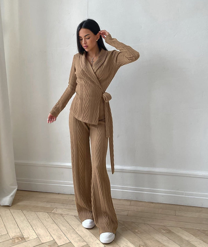 Women’s knit lounge set with open edges and relaxed fit Lune London