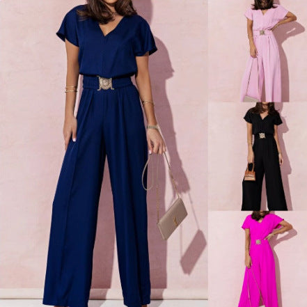 Ladies elegant jumpsuit with belt detail Lune London