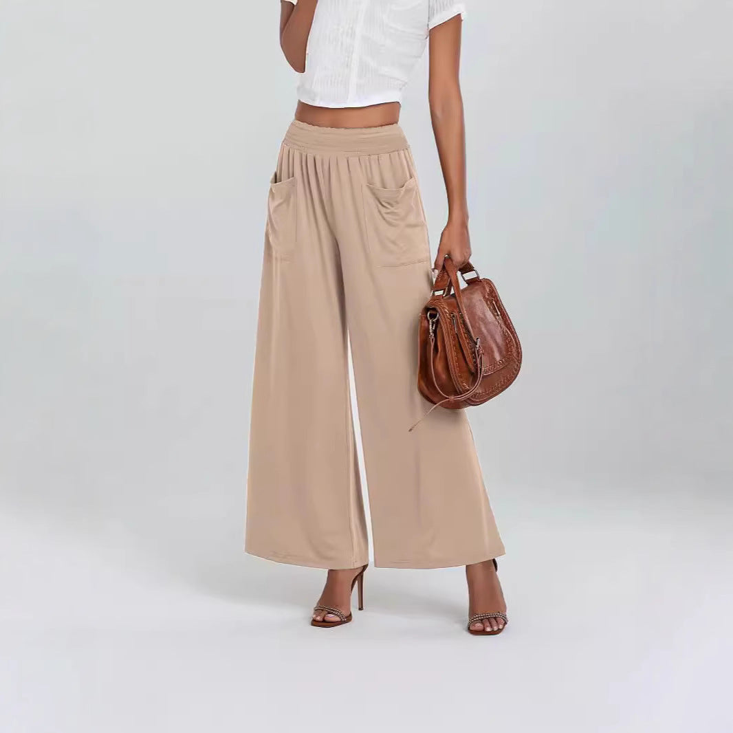 Women's Palazzo Pants with a Loose Fit, Elastic Waist and Convenient Pockets Lune London