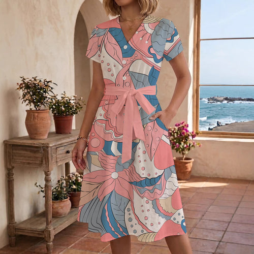 Women's Midi Dress with Floral Accents and Tailored Fit Lune London