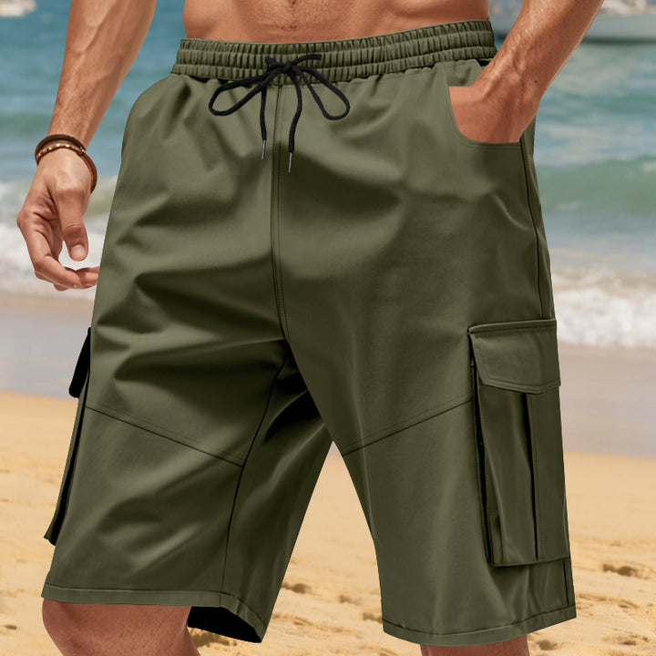 Men's cargo shorts with practical side pockets and elastic waist Lune London