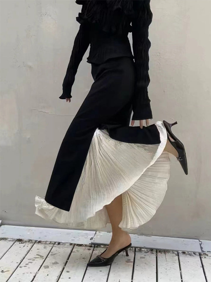 Jupe maxi élégante pour femme avec fentes latérales et look superposé Chic & Stil