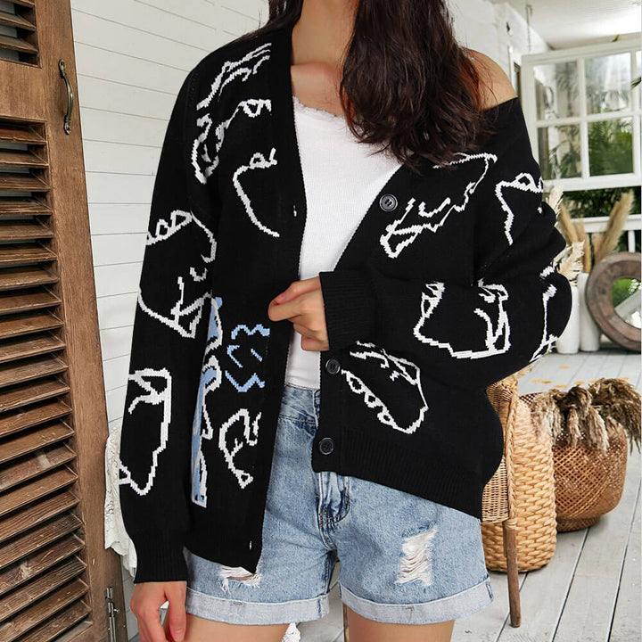 Cardigan pour femmes à motifs avec motif de dinosaure amusant Chic & Stil