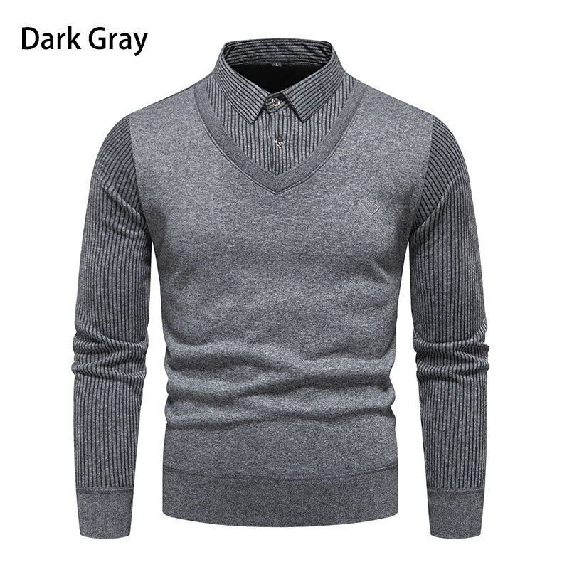 Elegant knitted sweater for men with V-neck and structured sleeves Lune London