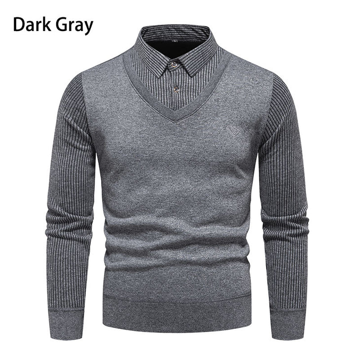 Elegant knitted sweater for men with V-neck and structured sleeves Lune London