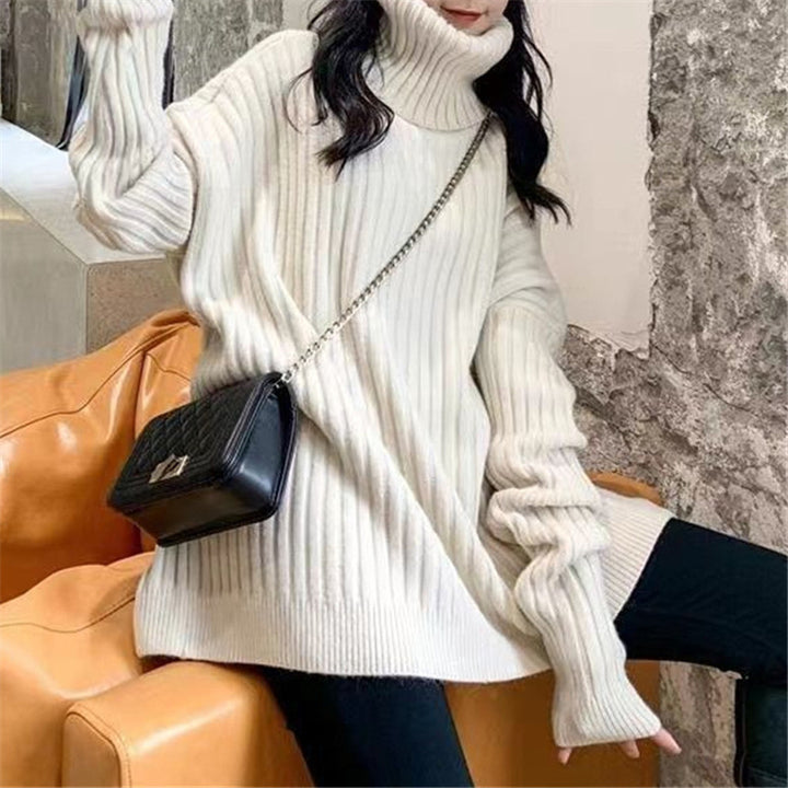 Pull tricoté pour femmes avec col haut et coupe décontractée Chic & Stil