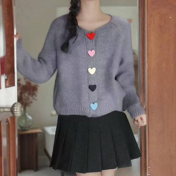 Knit jacket for women with heart-shaped button details Lune London
