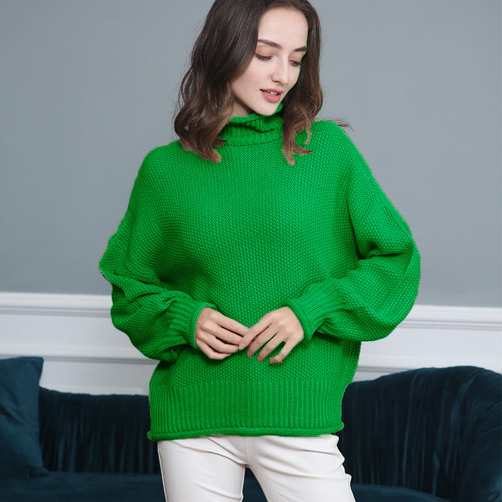 Pull femme en grosse maille avec col roulé et coupe aérienne Lune London