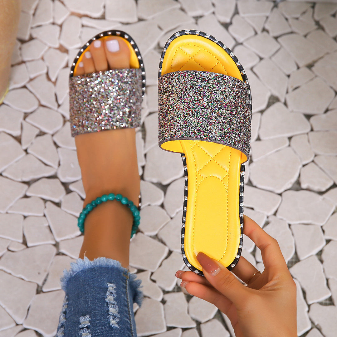 Glamorous rhinestone slide sandals for women Lune London
