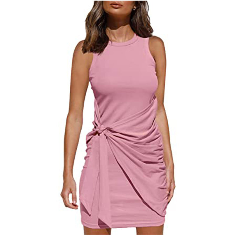 Chic and Stylish Draped Twisted Sleeveless Mini Dress