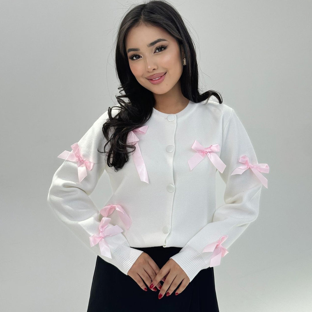 Women refined cardigan with decorative knots Lune London