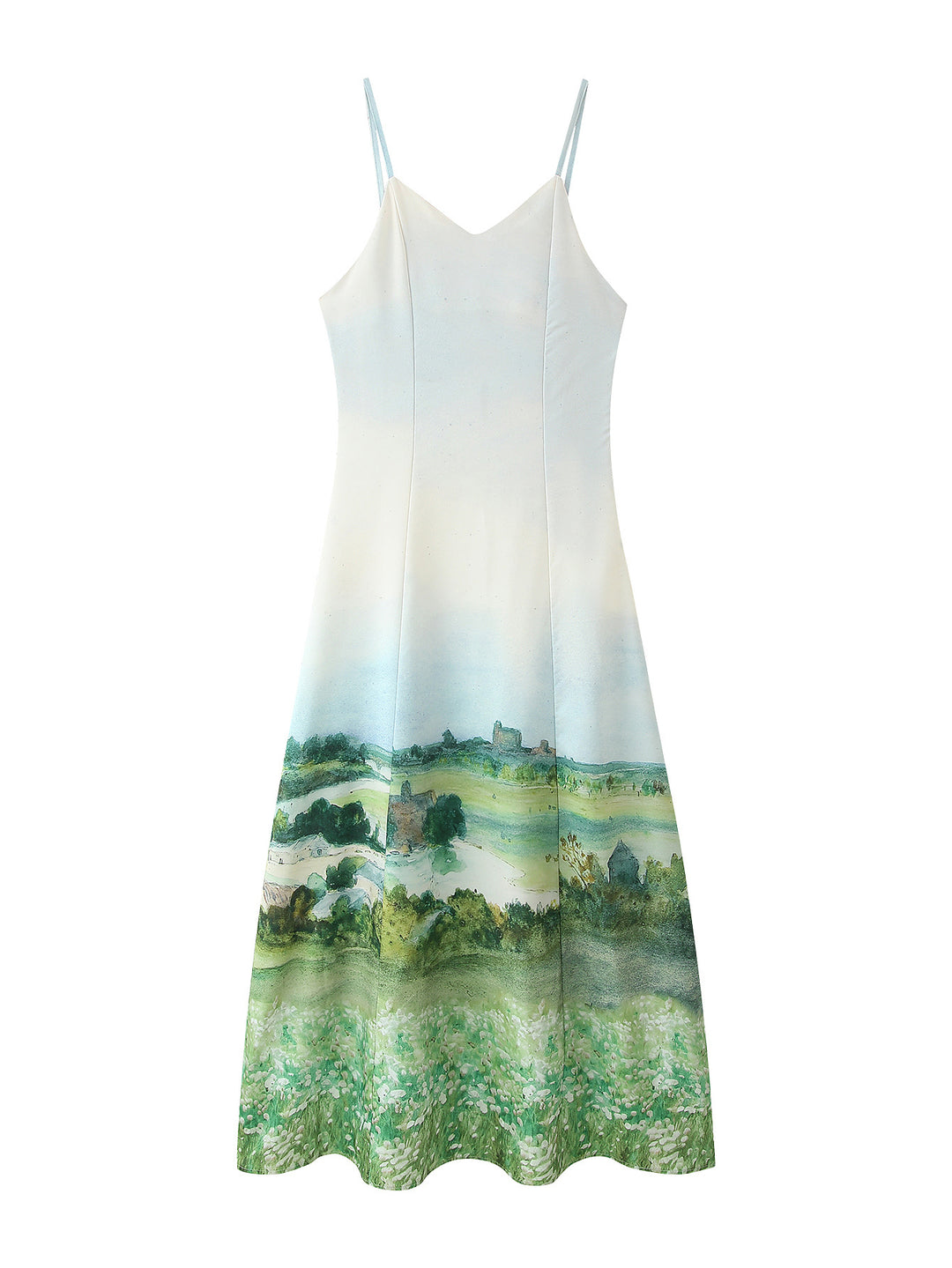 Lune London Women's maxi dress with artistic landscape print