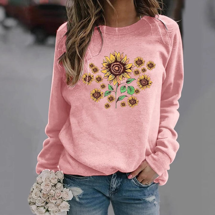 Sweatshirt femme avec motif floral de tournesol et coupe confortable Chic & Stil